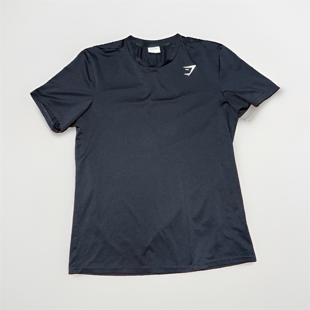 Gymshark Black Crew Neck Short Sleeve Stretch Logo Tee Athletic Fit L